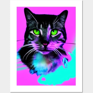 Cat green eyes t-shirt Posters and Art